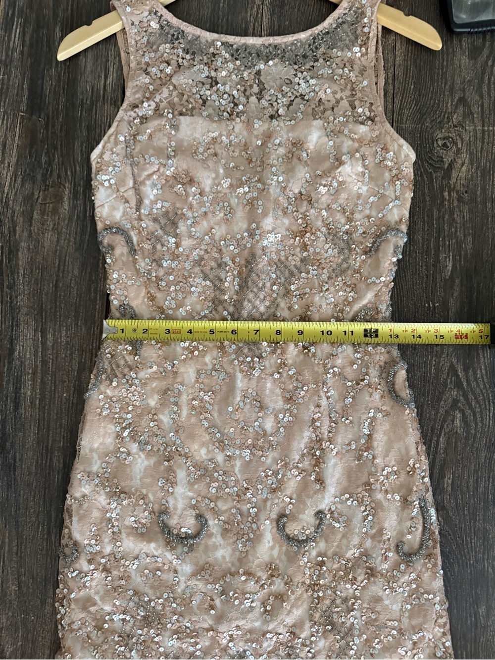 Aidan Mattox Rose Gold Sequin Sheath Dress - Picture 6 of 9